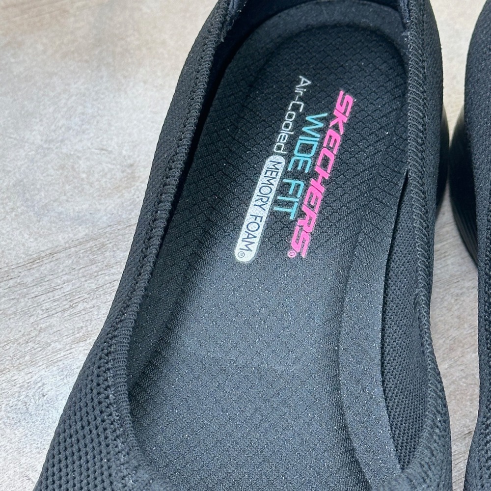 Skechers Stretch Fit Black Knit Slip On Flats 104134W Wide Fit Womens 8.5W - Picture 6 of 11